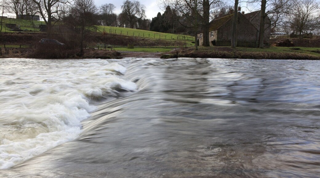 The Ford at Etal. No crossing here today after heavy rain and snowmelt. Quite a change from this photo 767852