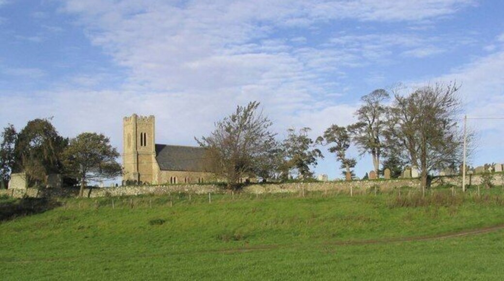 The Parish Church of St Cuthbert at Carham Viewed from a field to the South of the church. The church dates back to 1790.