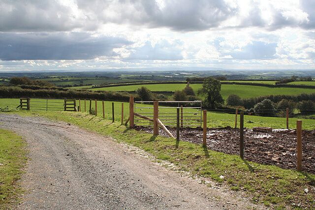 Twitchen: West Twitchen Ball Farm By the farm entrance, looking south west towards Dartmoor. The farm hires out horses and ponies, offers riding safaris and livery and equestrian services in addition to bed and breakfast. It has its own internet site
