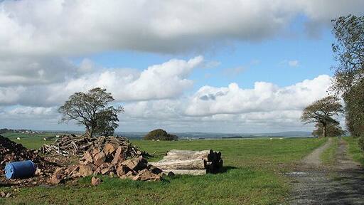 Romansleigh: Odam Moor Looking north-north-west. Romansleigh village is just visible on the skyline on the extreme left