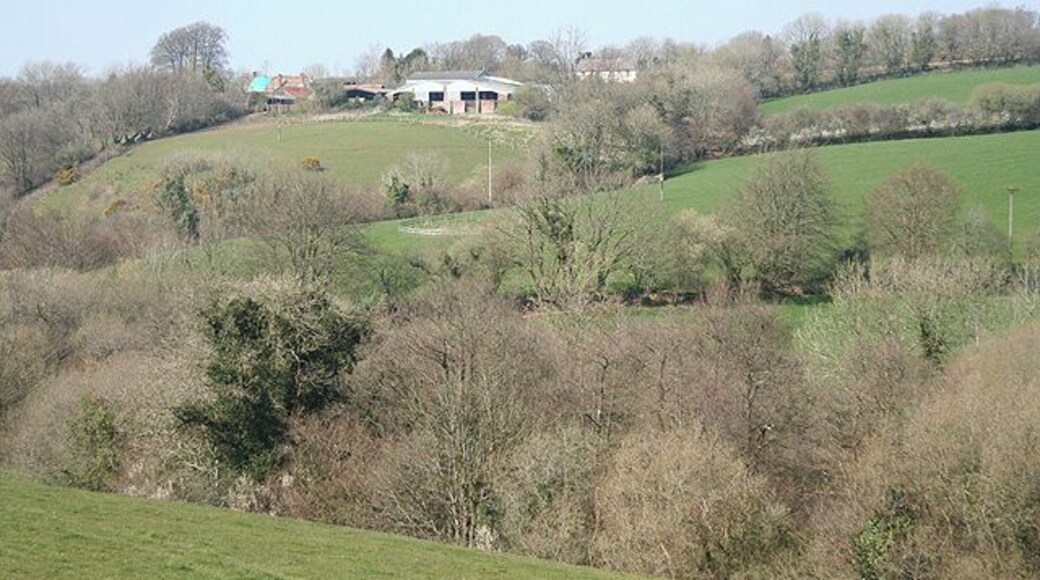 Knowstone: towards Luckett In the valley of the Crooked Oak, looking north-north-west. Only the foreground is in the square