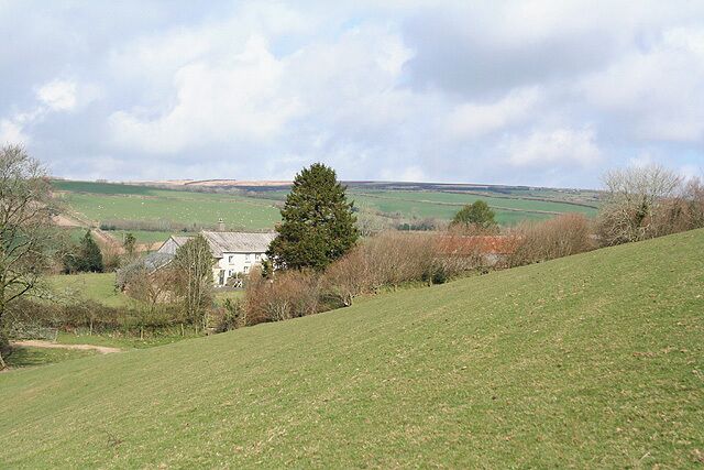 Molland: Lower Hill Looking north-north-west towards a relatively remote Exmoor farm. Only two barns survive at neighbouring Higher Hill  the farmhouse has gone