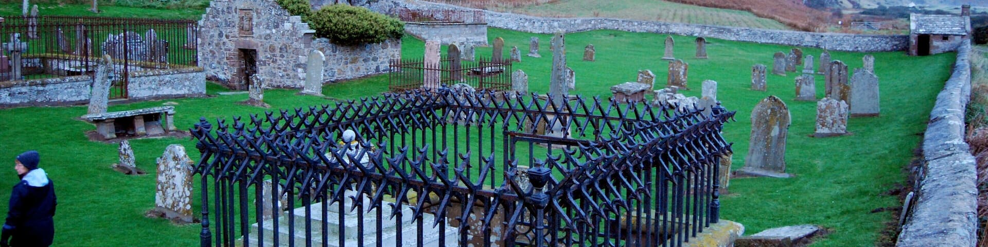 St Cyrus, Montrose, Scotland Ancient Nether Kirkyard at Dusk.