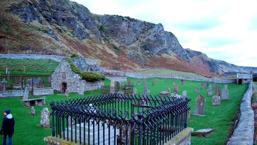 St Cyrus, Montrose, Scotland Ancient Nether Kirkyard at Dusk.