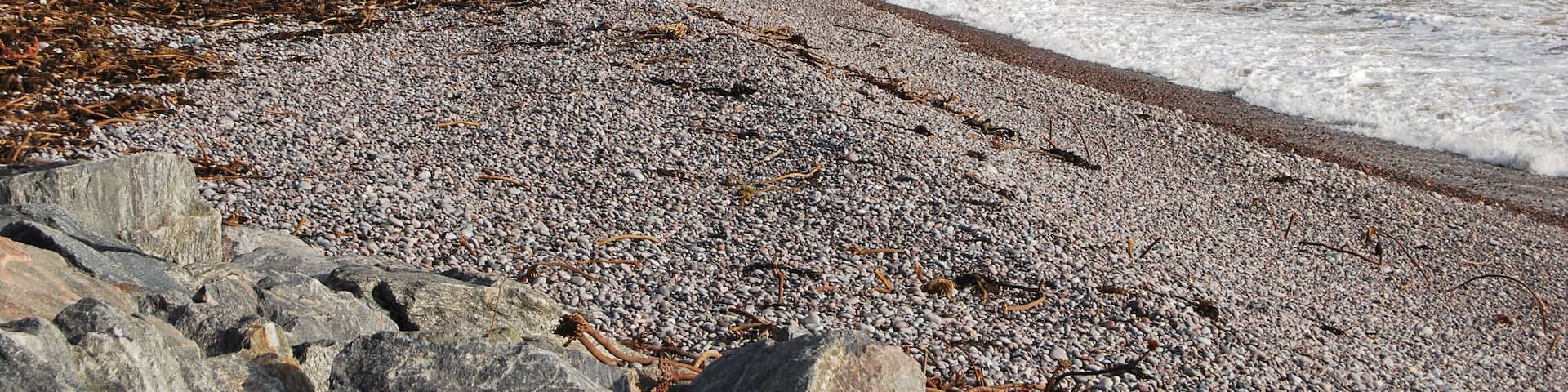 Inverbervie beach with ww2 gun emplacements