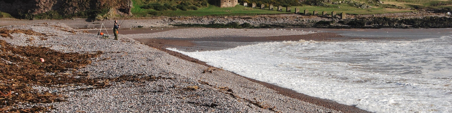 Inverbervie beach with ww2 gun emplacements