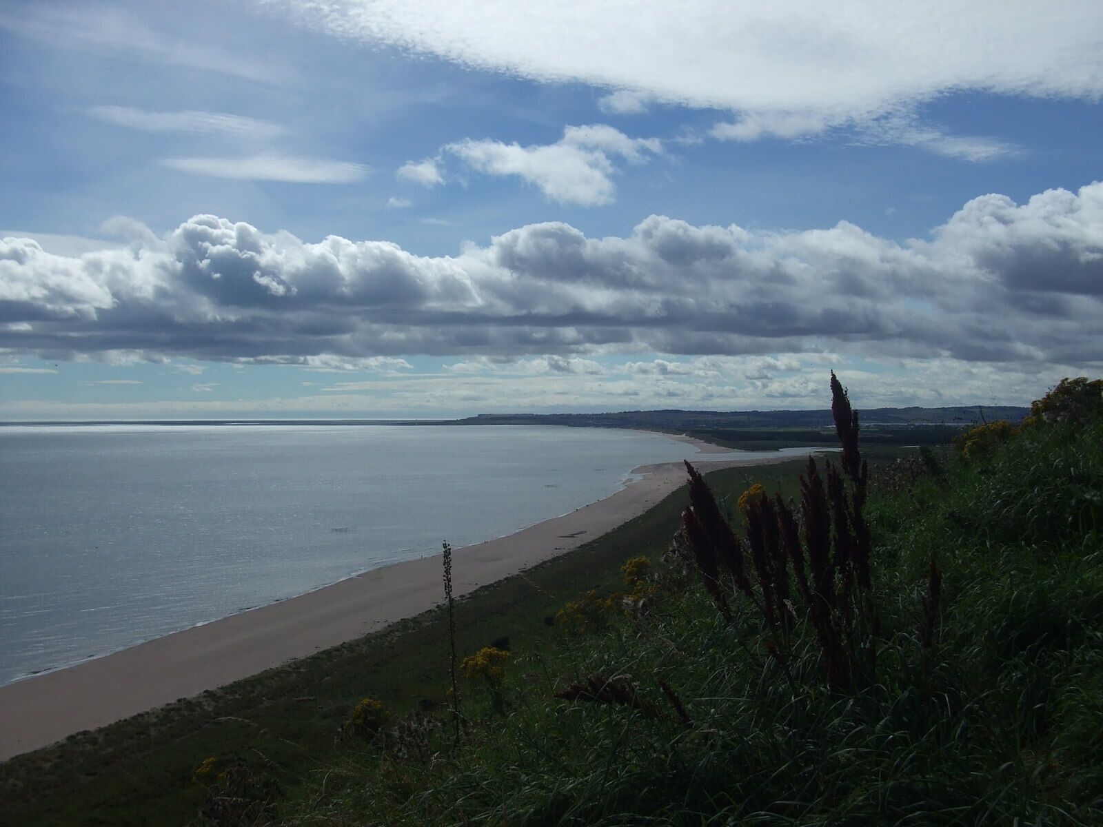 Montrose Bay from St Cyrus Montrose bay from the top of the cliffs near St Cyrus. The estuary of the river North Esk can be seen on the right-hand side of the photograph.