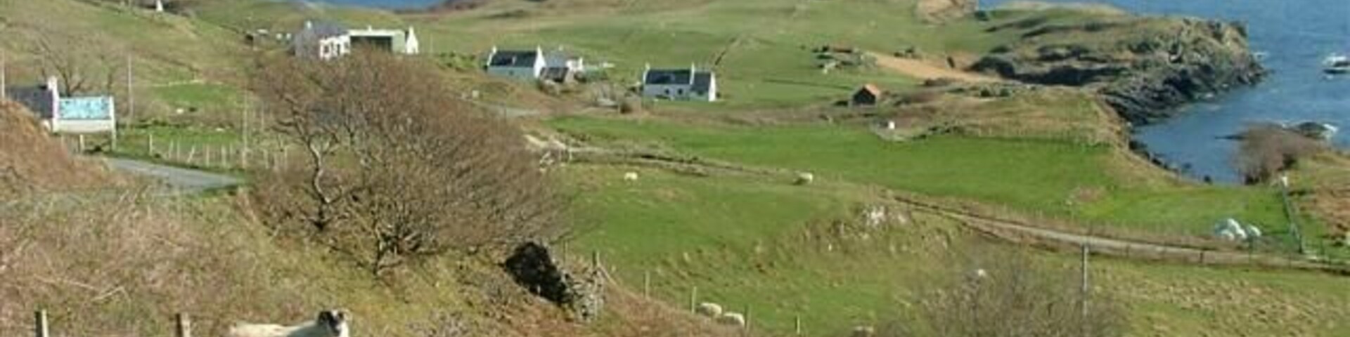 Croftland on the Aird of Sleat The white sands of Morar can be seen on the Scottish mainland, across the Sound of Sleat.