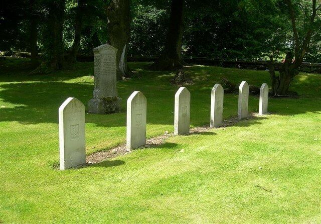 A row of headstones to members of the Polish Forces from the Second World War buried at Symington, South Lanarkshire, Scotland