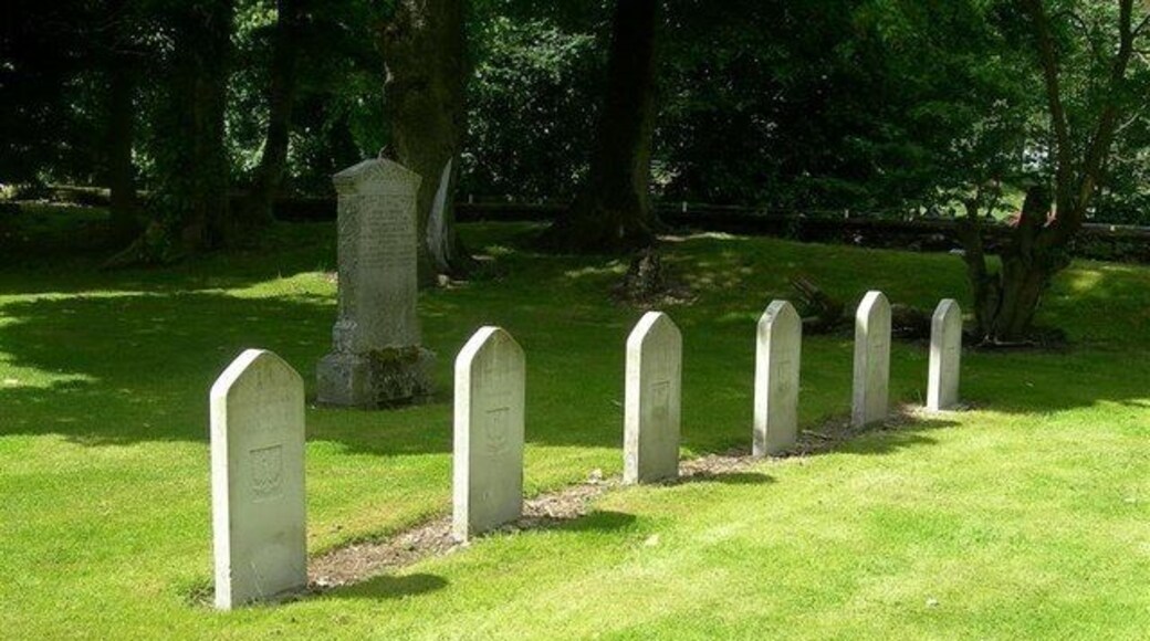 A row of headstones to members of the Polish Forces from the Second World War buried at Symington, South Lanarkshire, Scotland