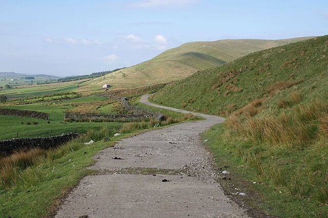 Southern end of the Hornby Road. Where the track disappears in the photograph is where it meets the gate onto Wood House Lane 846737