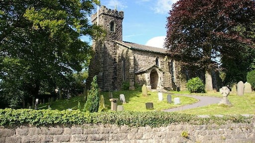 St John the Evangelist's parish church, Hurst Green, Lancashire, seen from the southwest
