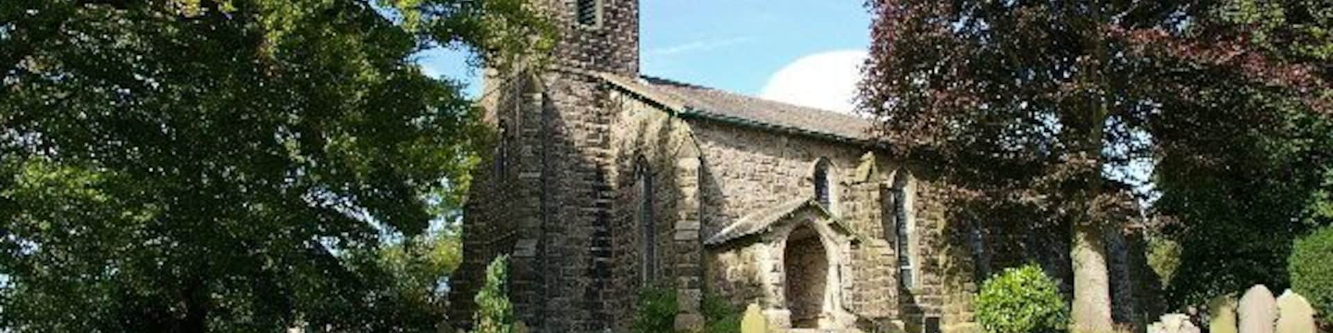St John the Evangelist's parish church, Hurst Green, Lancashire, seen from the southwest