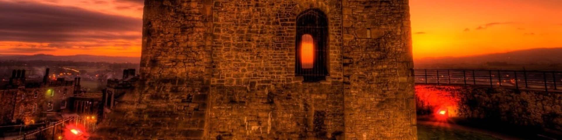 Clitheroe castle sunset. Smallest Norman Keep in U.K.