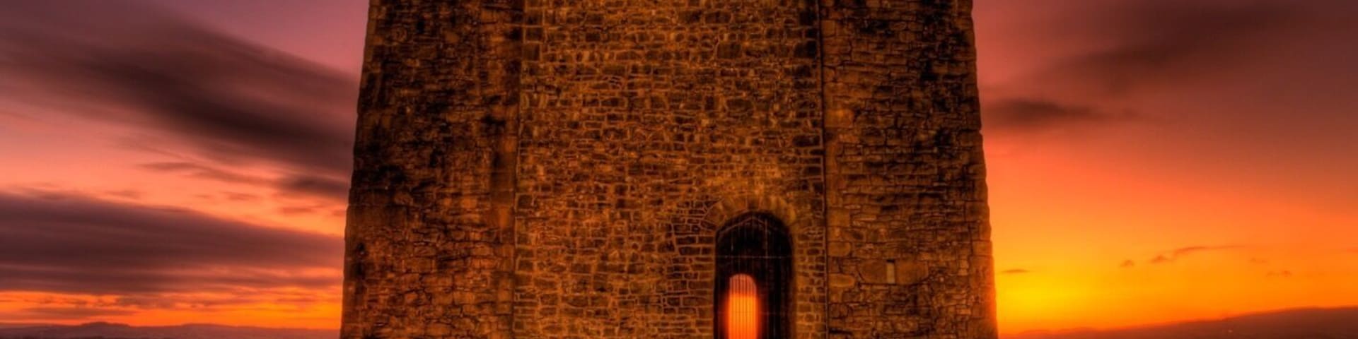 Clitheroe castle sunset. Smallest Norman Keep in U.K.