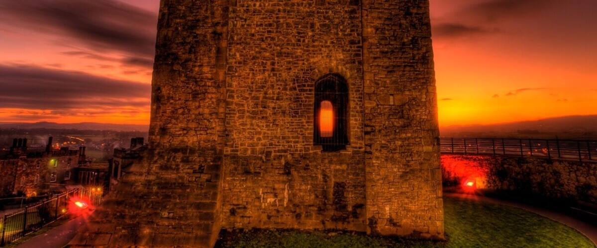 Clitheroe castle sunset. Smallest Norman Keep in U.K.