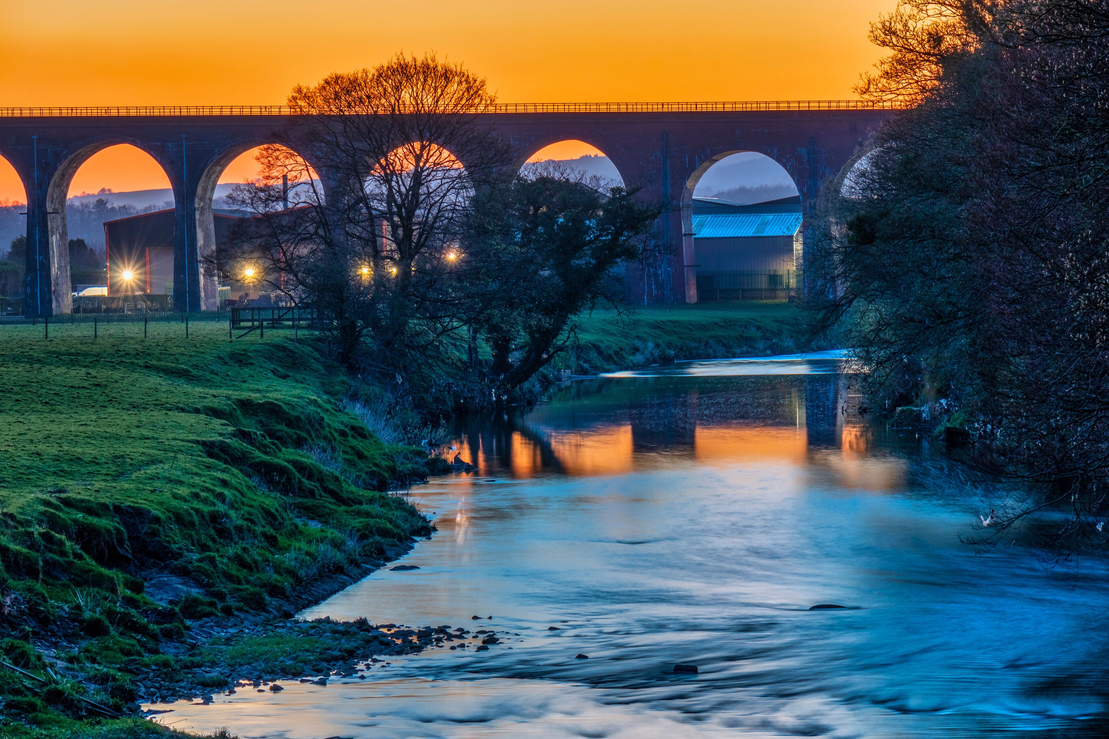 Sunset from the Whalley Viaduct, Lancashire & River Calder