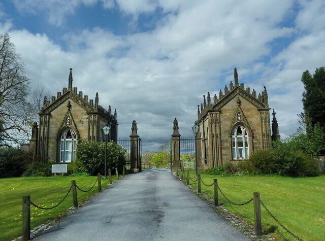 Photograph of the lodges at the main entrance to Gisburne Park, Gisburn, Lancashire