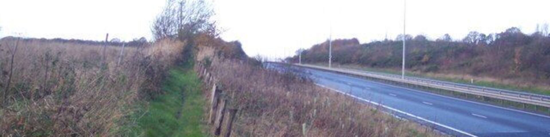 Footpath beside the A2 Dual Carriageway This path leads from Canterbury Road to Winterborne Wood.