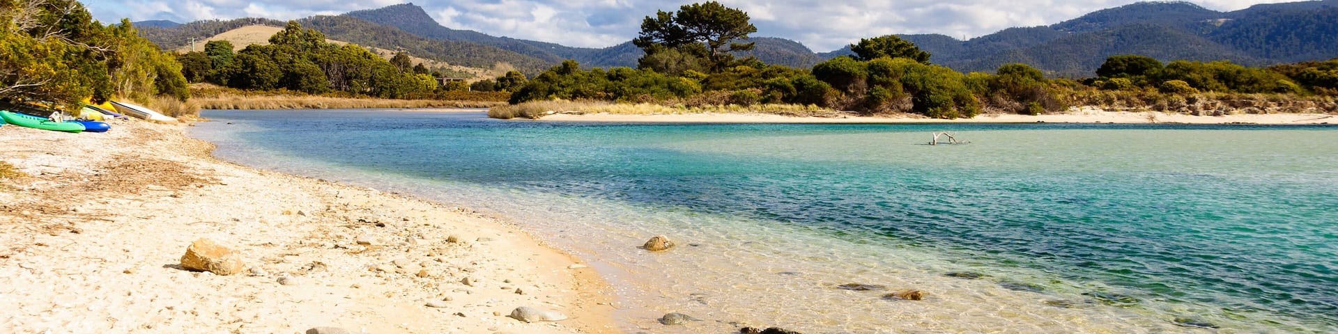Henderson Lagoon with its almost transparent waters is a major bird sanctuary - Falmouth, Tasmania, Australia