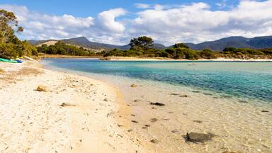 Henderson Lagoon with its almost transparent waters is a major bird sanctuary - Falmouth, Tasmania, Australia