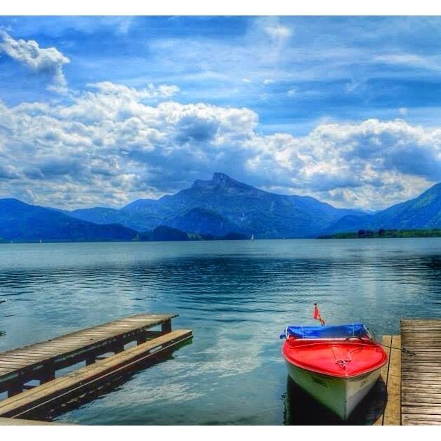 Mondsee lake on a sunny June day. Great people watching spot