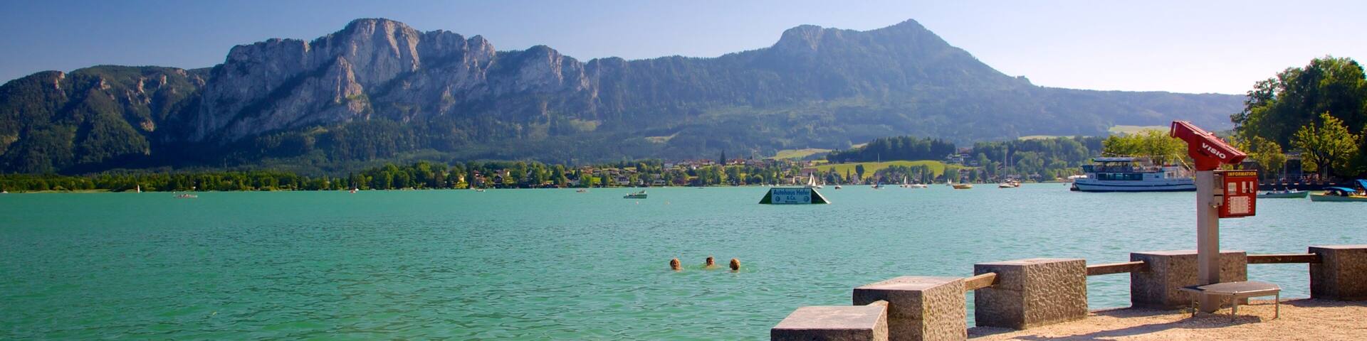 Mondsee showing landscape views, mountains and swimming