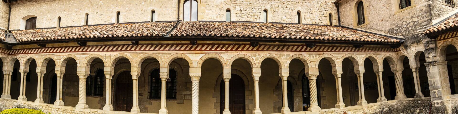 View on the cloister of the Cistercian abbey of Santa Maria di Follina, Treviso - Italy