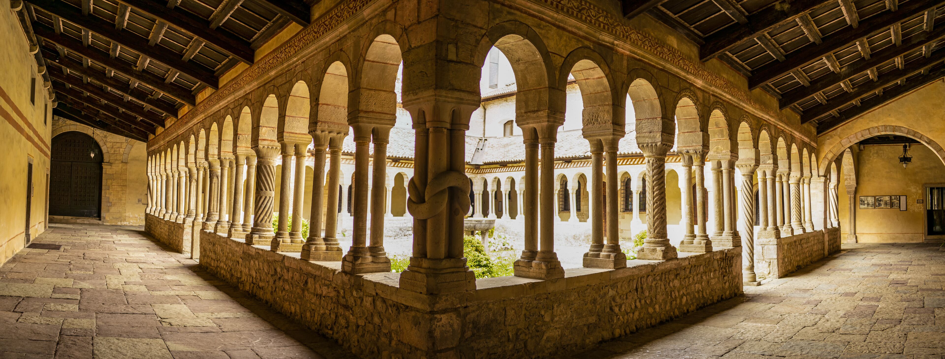 View on the cloister of the Cistercian abbey of Santa Maria di Follina, Treviso - Italy