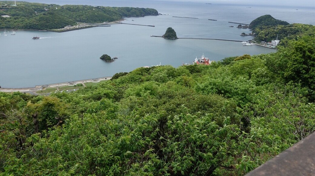 Shimoda is one of the most southern tip of the Ise Peninsula. Over 2 hours from Tokyo. A few steps from the ropeway you can take the tram car all the way to the top of the mountain to view other islands or the city view of Shimoda. It's quite a million dollar view up there! Worth taking some time and return fare of ¥930.
This city is famous for being the place where westerners (American) first enter Japan. U can read all about the history on Wikipedia as I'm not into history at all!
This and last picture form a panaroma.