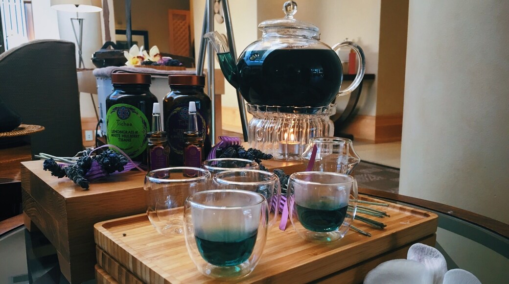 Have some tea while you wait for your appointment at the Spa! Don't forget to check out their products in the end!