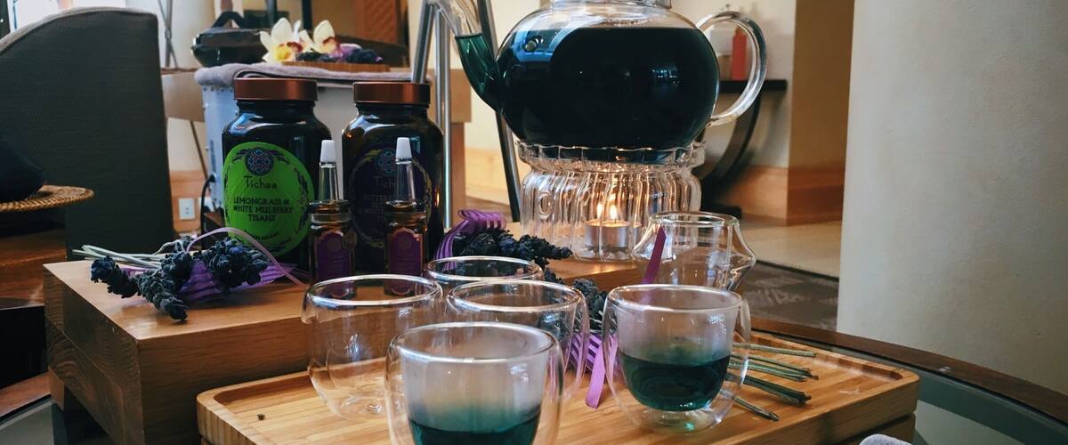 Have some tea while you wait for your appointment at the Spa! Don't forget to check out their products in the end!