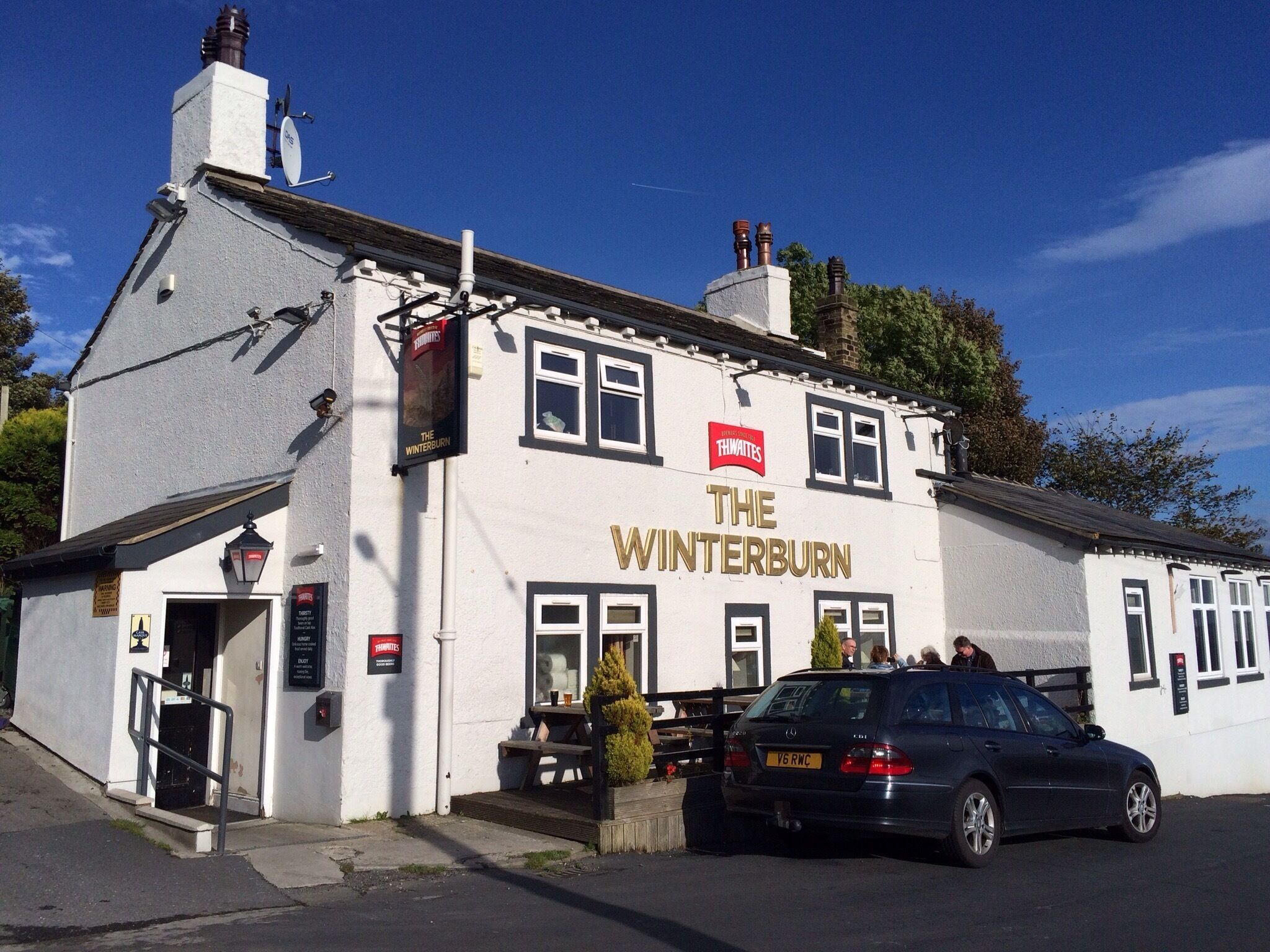 The Winterburn Pub in #Warley, #Halifax; UK - delightful wi-fi friendly pub with amazing views across the Ryburn and Calder Valleys in #Yorkshire.  
Had a great on tap local cider there with family on the sun deck!