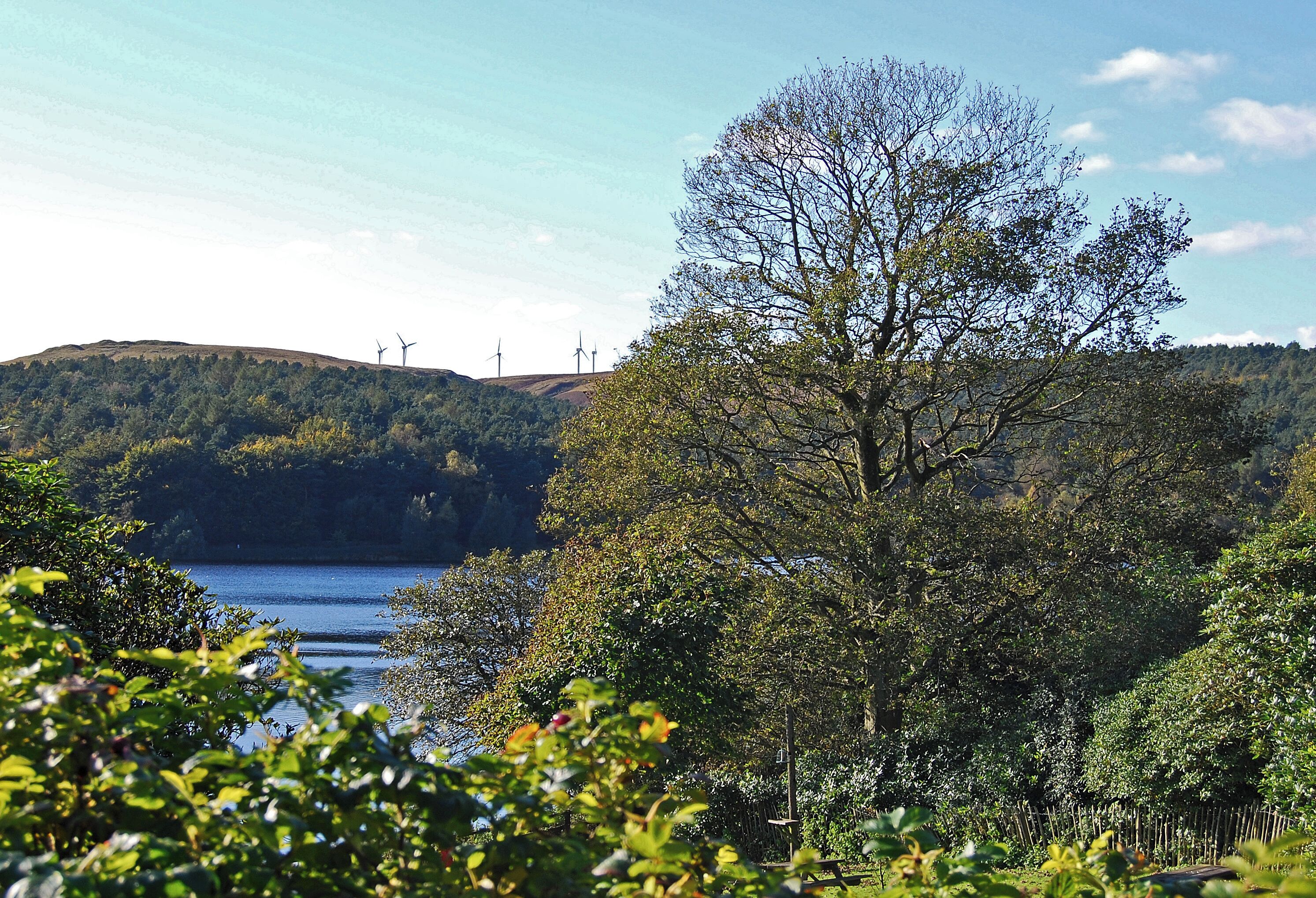 Ogden Reservoir and the Ovenden Wind Farm