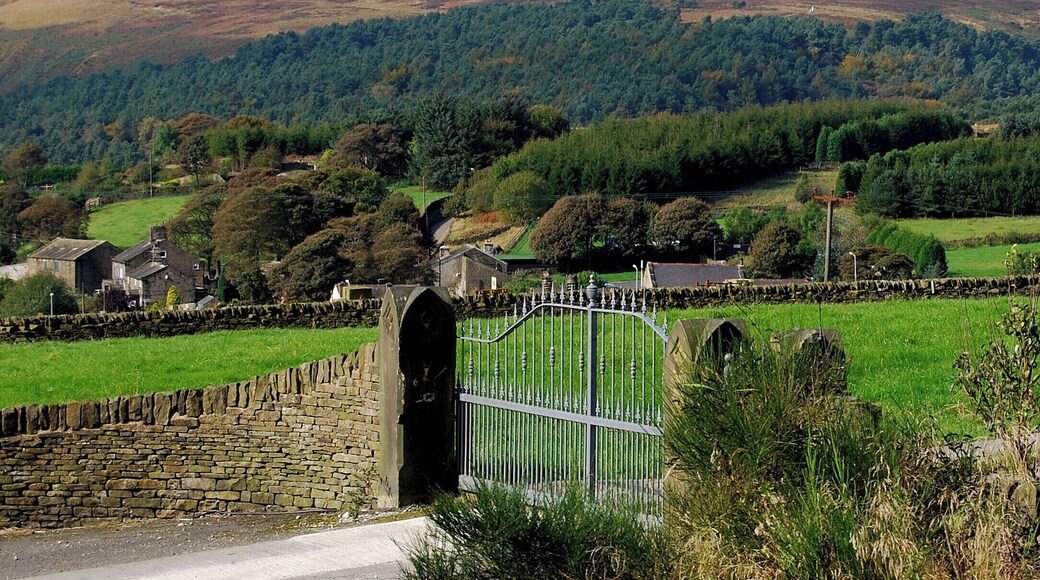 Ovenden Moor wind farm on the horizon, Ned Hill Road, Queensbury