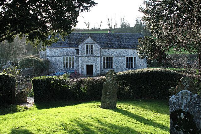 Widworthy: Widworthy Barton An Elizabethan manor house, seen from St Cuthberts churchyard. Looking south west