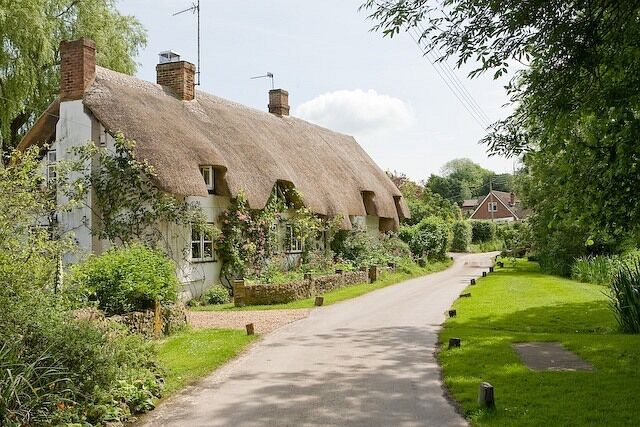 Willow and Tudor Cottages, Joy's Lane, Chilbolton This thatched house is divided into Willow Cottage (left) and Tudor Cottage (right).