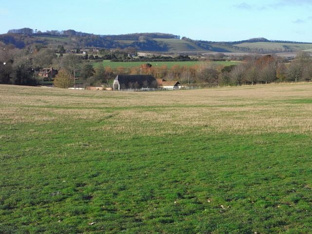 Farmland, Broughton Pasture above Manor Farm with Broughton Down forming the backdrop.