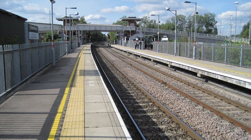 Coleshill Parkway railway station, Warwickshire The original station here was opened in 1842 by the Birmingham and Derby Junction Railway, and closed in 1968. Throughout its life it was known by various combinations of Coleshill and Forge Mills. It was rebuilt and reopened on the same site in 2007, this time known as Coleshill Parkway. View west towards Water Orton and Birmingham.
