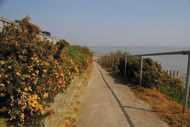 Cliff Path at Holland This is one of the cliff paths at Holland on Sea leading from the upper promenade and cycle path to the lower promenade along the sea wall.