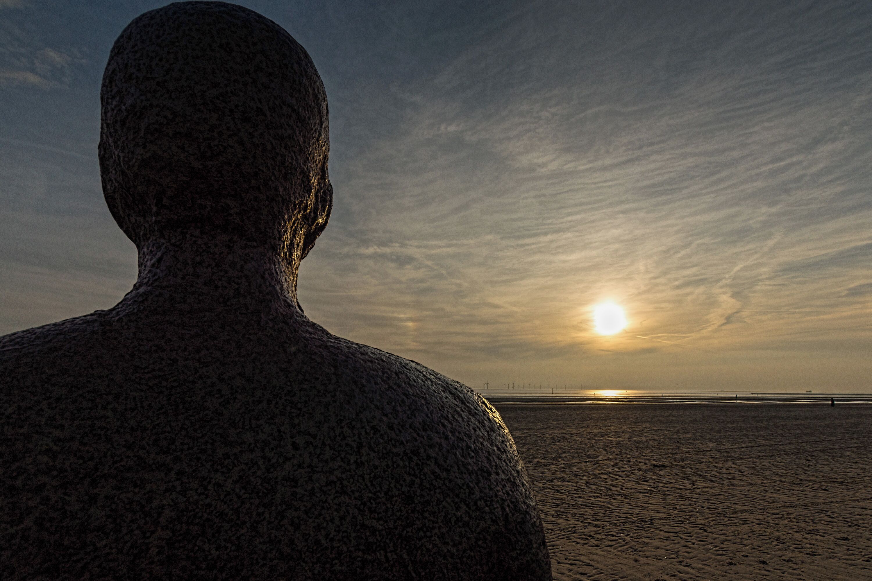 The iron men watch yet another lovely sunset at Crosby tonight :)