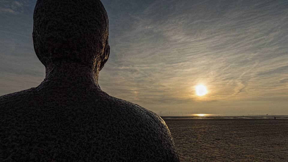 The iron men watch yet another lovely sunset at Crosby tonight :)