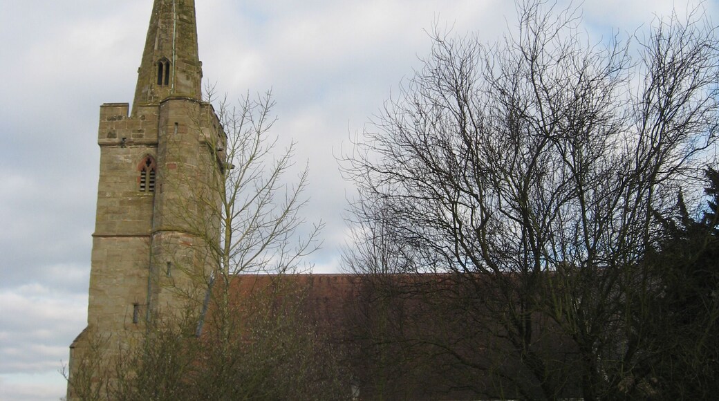 Holy Trinity parish church, Belbroughton, Worcestershire, seen from the south in snow