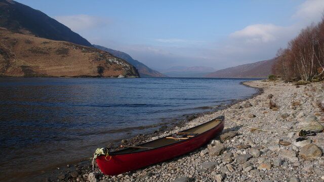Looking NW up Loch Luichart A beautifully clear day with fine views to distant peaks.