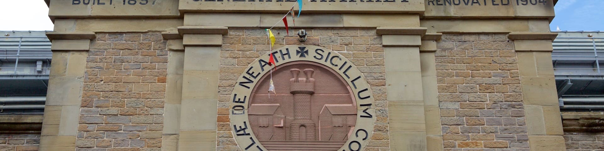 Neath featuring heritage elements and signage