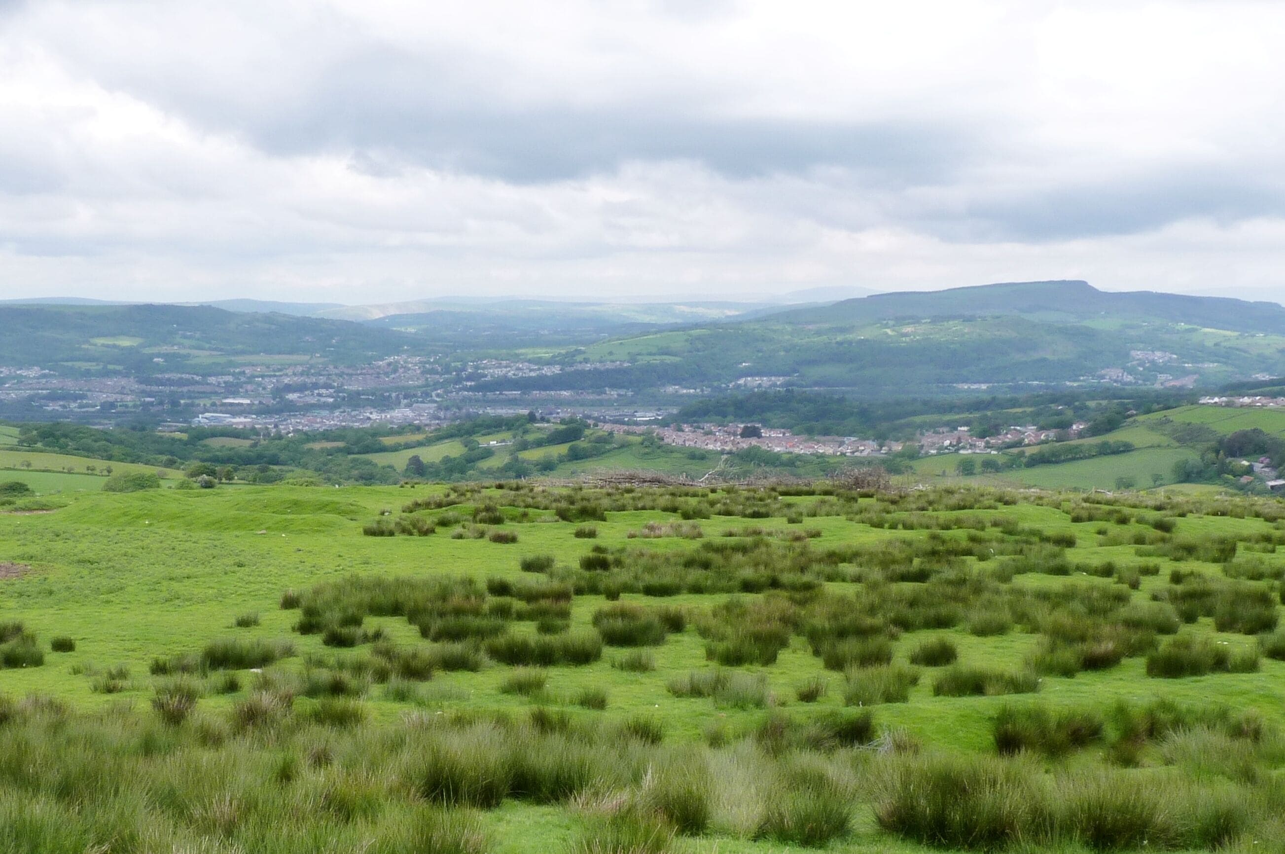 Hill fort on the northern spur of Mynydd y Gaer, near Neath, South Wales.