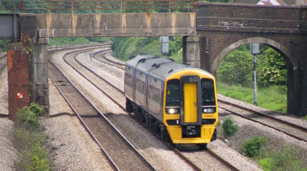 South Wales Mainline Class 158 heading west on the South Wales Mainline passing through Undy.