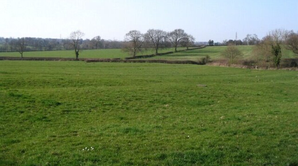 Fields near Browns Lane Looking NW across farmland from the Browns Lane end of the footpath from Hawkes Mill Lane.
