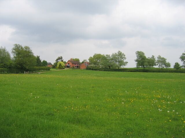 Berrowhill. Looking across the fields that make up most of this square from Berrowhill Lane towards Berrowhill House.