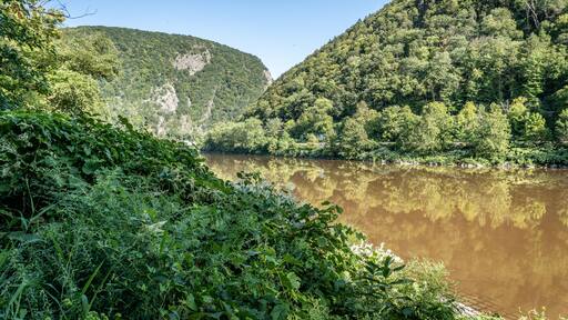 Delaware Water Gap is a water gap between New Jersey and Pennsylvania where the Delaware River cuts through a large ridge of the Appalachian Mountains. Delaware Water Gap National Recreation Area.